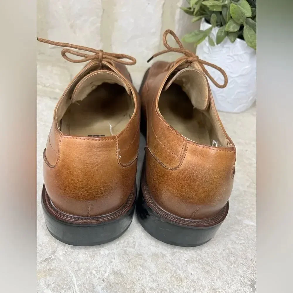 Stacy Adams cognac Derby square toe dress shoes sz 10
